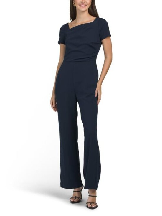 Maggy London Pants - MAGGY LONDON Cap Sleeve Ruched Jumpsuit